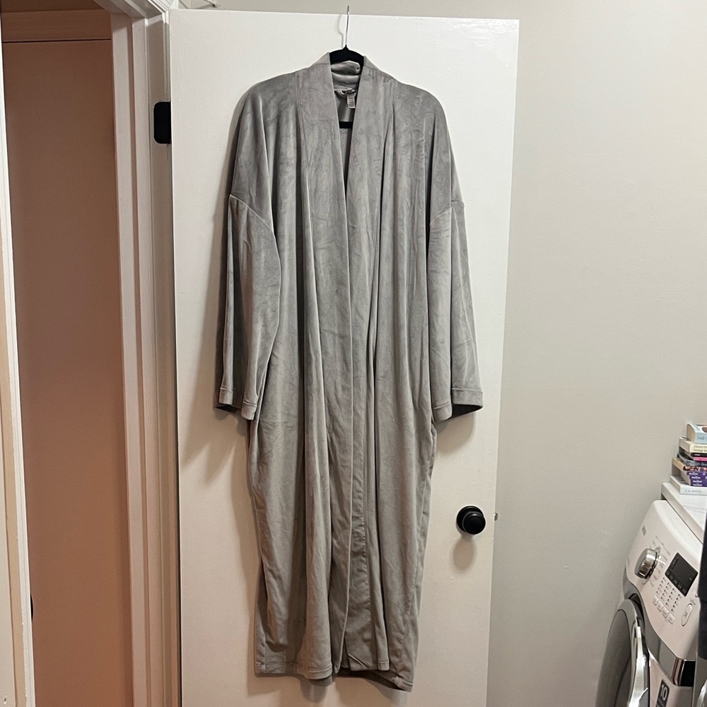Skims Velour Kimono Robe in Smoke - NO WAIST TIE